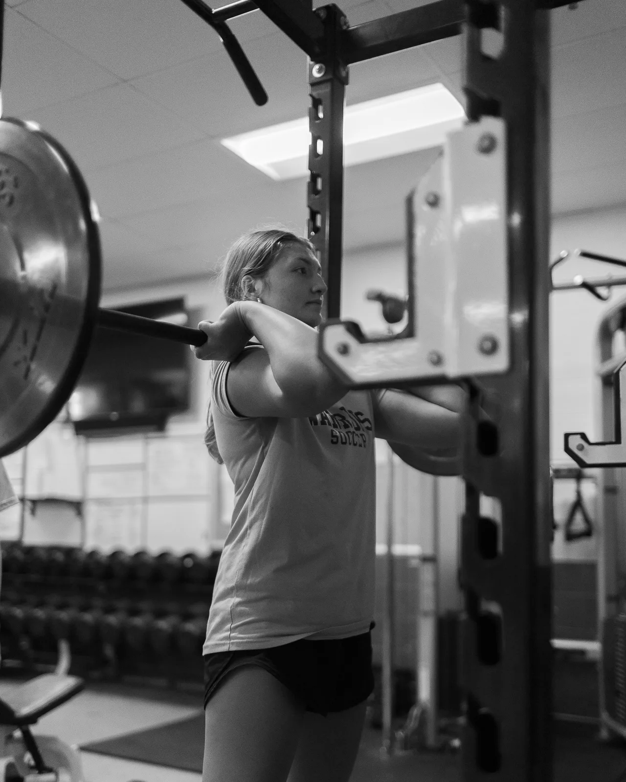 Athlete practicing a squat