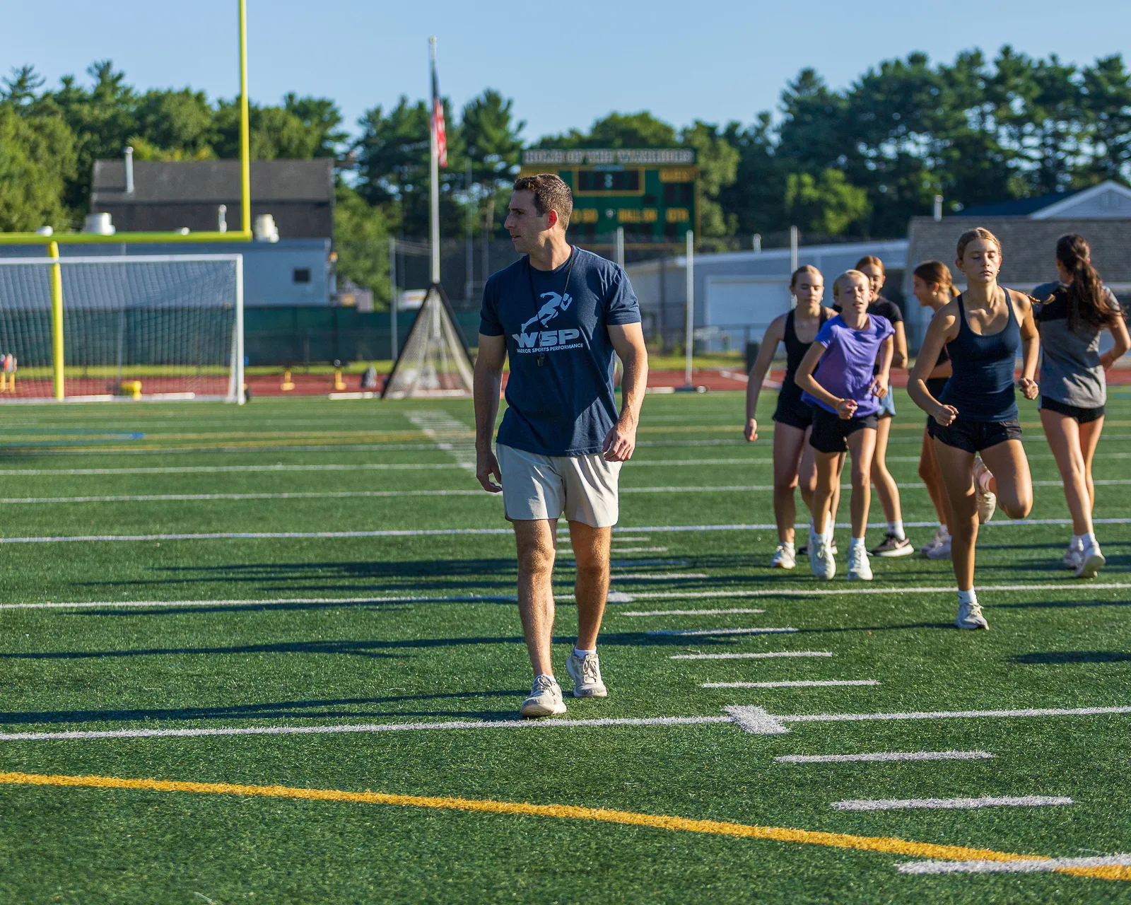 Camp athletes warming up