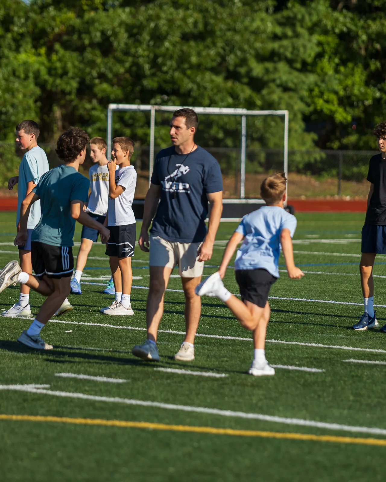 Athletes working together outside
