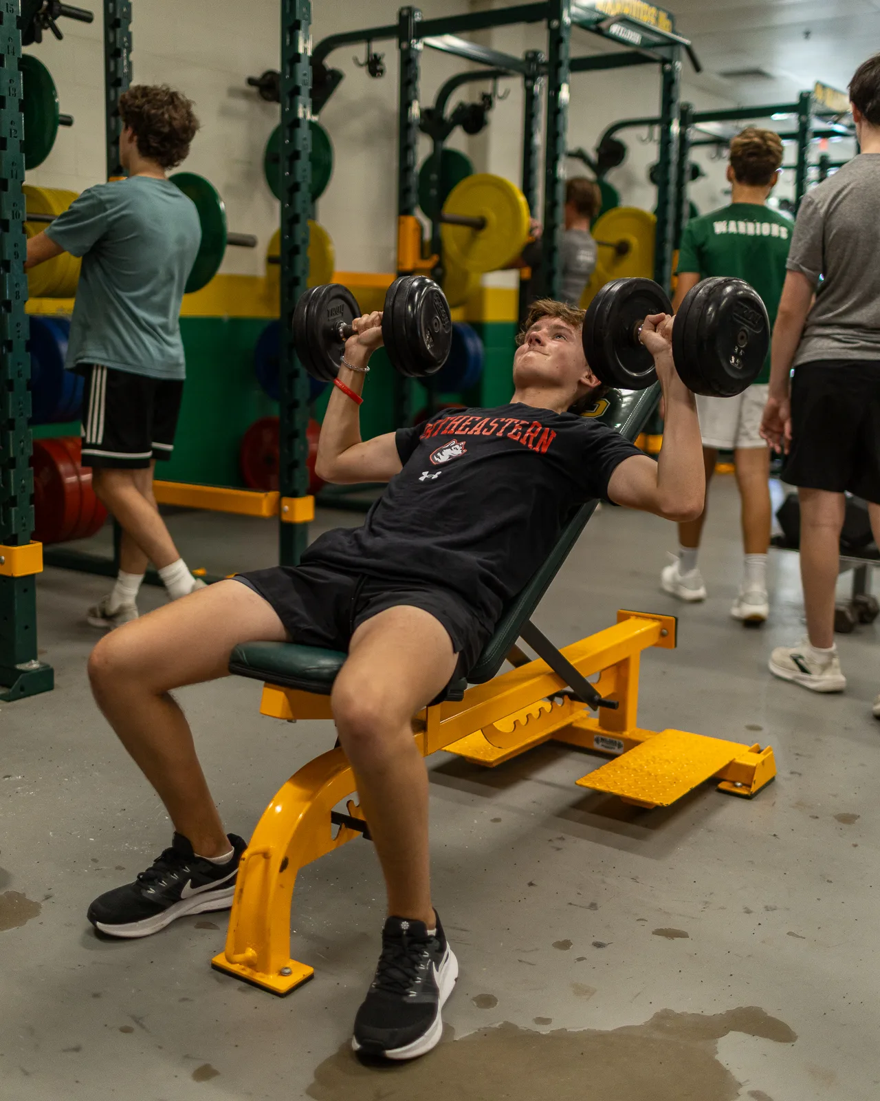 Incline dumbbell press at camp
